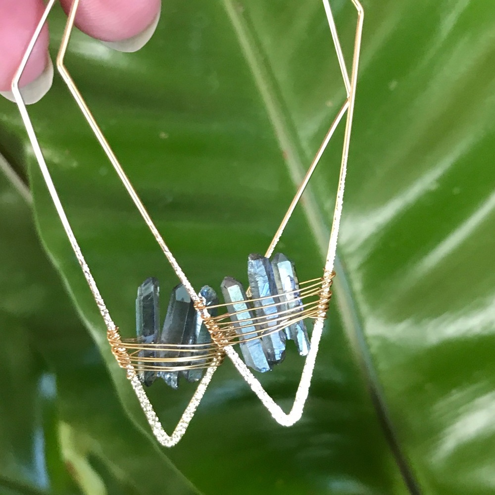 Beautiful gold quartz earrings - Picture 3 of 8